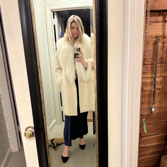 Marvin Richards white Mongolian fur penny lane coat size 12 - Picture 2 of 16